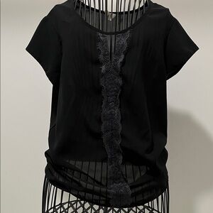 Elegant Black Lace Trim Top
